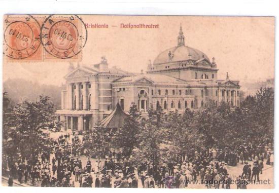 Postkarten: TARJETA POSTAL DE NORUEGA. KRISTIANIA - NATIONALTHEATRET. N&ordm; 159.