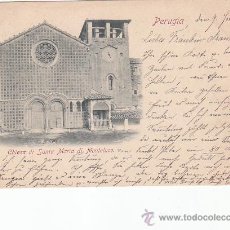 Postales: IGLESIA DE SANTA MARIA DE MONTELUCE EN 1899. POSTAL CIRCULADA PERUGIA - HUNGRIA. MATASELLOS LLEGADA.