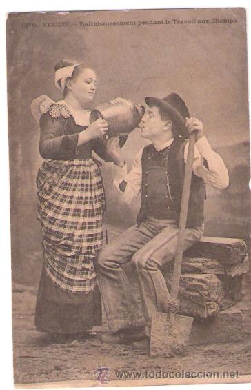 Postkarten: TARJETA POSTAL DE FRANCIA. RAFRAICHEISSEMENT PENDANT LE TRAVAIL AUX CHAMPS. 1276 BEUZEC.