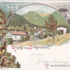 Postales: BIRKENSTEIN EN 1898. BONITA POSTAL DE FRANZ SCHEMM HUNST-ANSTALT, CIRCULADA. MATASELLOS DE LLEGADA.