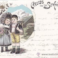 Postales: SALUDOS DESDE SUIZA 1897. BONITA Y RARA POSTAL CIRCULADA DE BERNA A TURIN (ITALIA). LLEGADA.