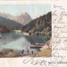 Postales: LAGO RESSERSEE EN 1899. BONITA Y RARA POSTAL CIRCULADA DE GARMISCH (ALEMANIA) A KISSING. LLEGADA.