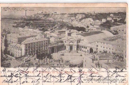 Postkarten: TARJETA POSTAL. ITALIA. GENOVA. PANORAMA DA SANTA BRIGIDA E STAZIONE PRINCIPE.