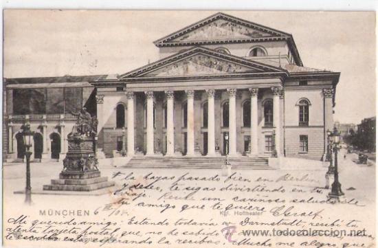 Postkarten: TARJETA POSTAL. ALEMANIA. MUNCHEN. KGL. HOFTHEATER. N&ordm; 19401. LEIPZIG.