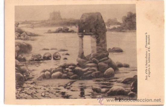 Postkarten: TARJETA POSTAL. FRANCIA. SOIR D&acute;OR A SAINT-GU. PLOUMANAE D&acute;APRES LE TABLEAU. KARTEN BOS.