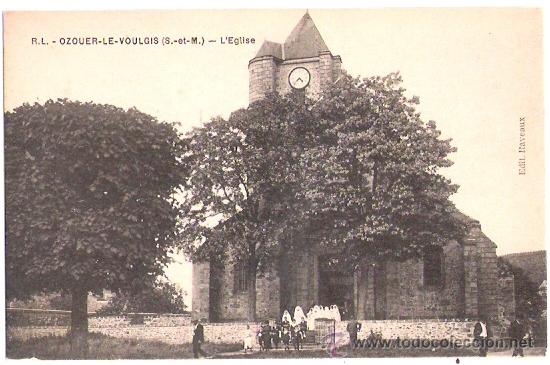 Postkarten: TARJETA POSTAL. FRANCIA. OZOUER LE VOULGIS. L&acute;EGLISE. EDC. RAVEAUX.