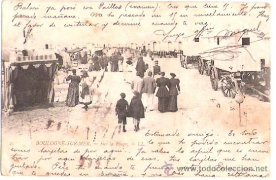 Postkarten: TARJETA POSTAL. FRANCIA. BOULOGNE SUR MER. SUR LA PLAGE. N&ordm; 25.