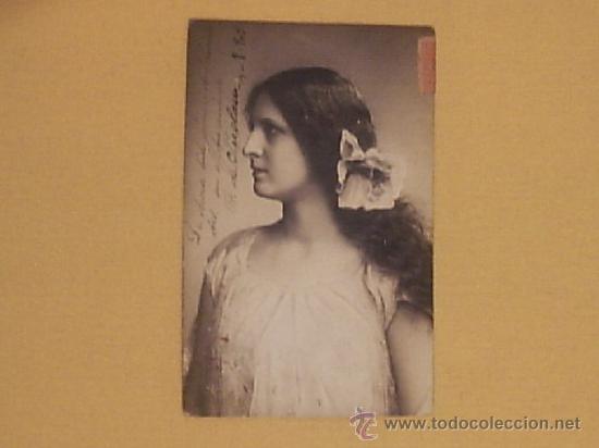 Postcards: POSTAL ANTIGUA MUJER  ALEMANA1905 -DEUTSHE POSTKART-CABELLO Y FLOR EN RELIEVE