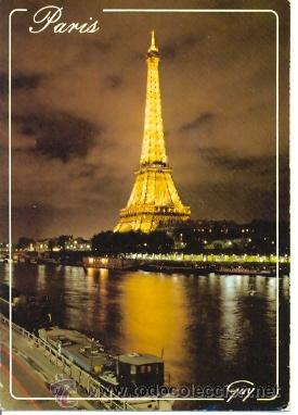 Postales: 7-fra220. Postal Paris. Torre Eiffel iluminada - Foto 1
