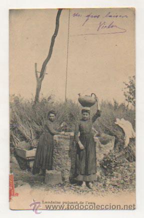 Cartes Postales: LANDAISE PUISANT DE L'EAU. PORTEADORAS DE AGUA. (REVERSO SIN DIVIDIR)