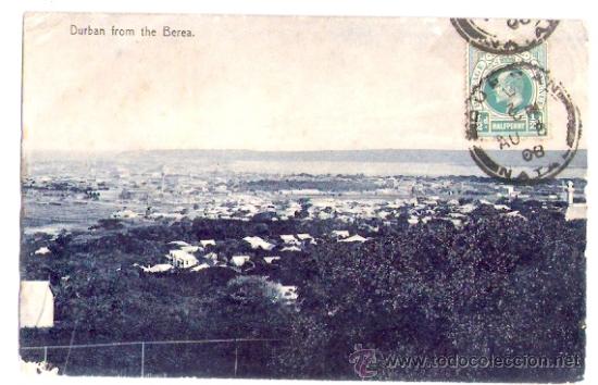 Cartoline: TARJETA POSTAL. R. SUDAFRICA. DURBAN FRON THE BEREA. N&ordm; 116. A. RITTENBERG.