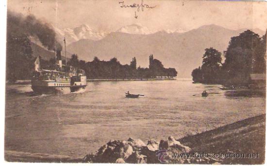 Cartoline: TARJETA POSTAL. SUIZA. BERNER ALPENBAHN. BEI SCHERZLIGEN AM THUNERSEE. PHT. G. SCHNEITER.