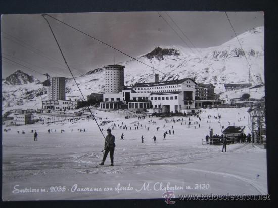 Postales: Estaci&oacute;n de esqu&iacute; Sestriere - Postal B/N 15x10 circulada