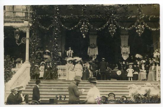 Postales: Bagneres de Luchon, 1909. Fete des fleurs des enfants. Tribuna presidencial, postal fotogr&aacute;fica