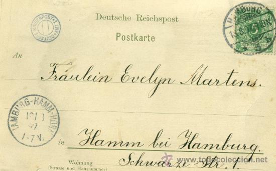 Postales: HAMBURGO. EL PUERTO. CIRCULADA EN 1897. - Foto 2