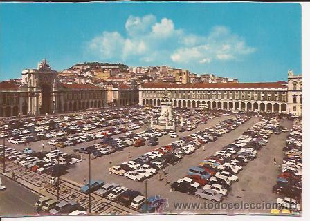 Postales: POSTAL DE LISBOA, PRA&Ccedil;A DO COMERCIO, CON COCHES DE LA &Eacute;POCA - Foto 1
