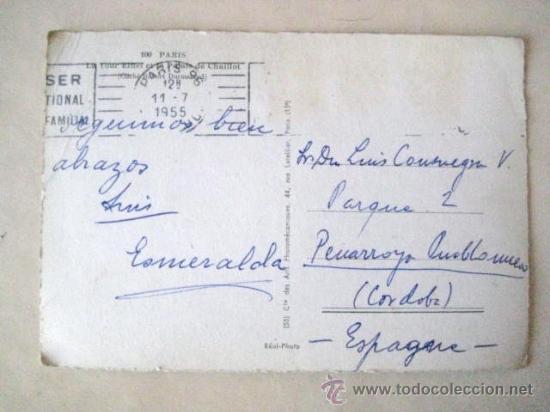 Postales: POSTAL TORRE EIFFEL 1955.  ENVIO GRATIS&iexcl;&iexcl;&iexcl; - Foto 2