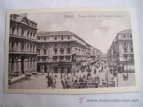 Postkarten: Antigua Postal :Piazza Borsa con Fontana Medina - NAPOLI (Napoles) Cartoleria E.De Magistris