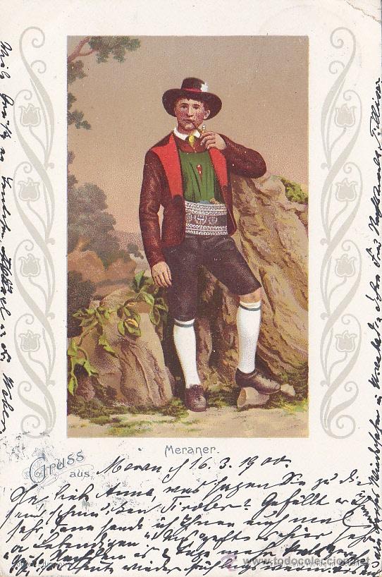 Postales: Postal antigua , 1900 , hombre , tabaco , pipa , moda , folclore , 3