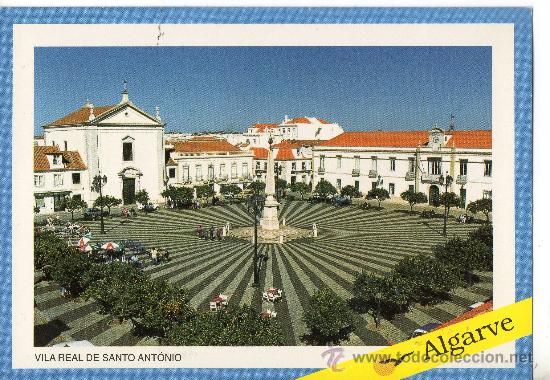 Postales: VILA REAL DE SANTO DOMINGO ,ALGARVE .PLAZA DEL MARQU&Eacute;S DE POMBAL .S-C .EDITA DAVID ALVES