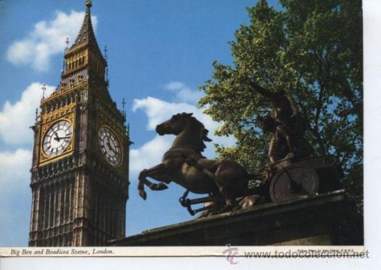 Postales: LONDON. BIG BEN AND BOADICEA STATUE - Foto 1