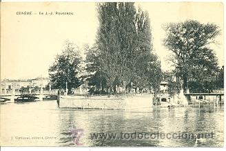 Postkarten: 7-3ay277. Postal Suiza. Gen&eacute;ve. Ile J.-J. Rousseau