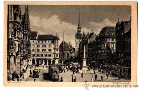 Postales: M&uuml;nchen. Marieplatz Escrita. 1955 - Foto 1