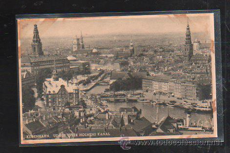 Postkarten: TARJETA POSTAL DE KJOBENHAVN. UDSIGT OVER HOLMENS KANAL. DANSK ARBEJDE.