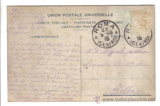 Postales: POSTAL GENOVA PIAZZA CORVETTO E MONUMENTO V.E. - CIRCULADA - CU&Ntilde;ADA 1908 - Foto 2
