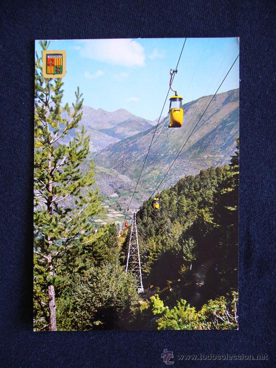 Postkarten: Postal. Valls d'Andorra. Vista panor&agrave;micaTelecabines. Soberanas.