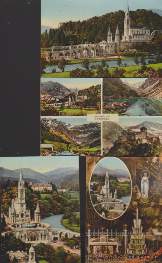 Cartoline: Lourdes.- Lote de 4 postales.