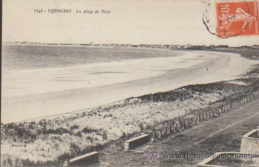 Cartoline: Pornichet.- La plage de Mazi.  Franqueado en 1910.