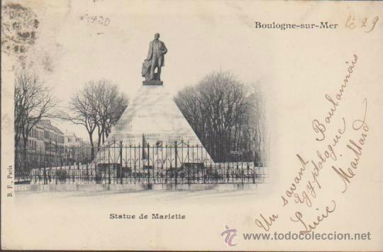 Cartoline: Boulogne-sur-Mer.- Statue de Mariette. Franqueado en Boulogne-sur-Mer en 1902.