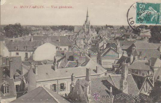 Cartoline: Montargis.- Vue g&eacute;n&eacute;rale. Franqueado en Montargis en 1909.