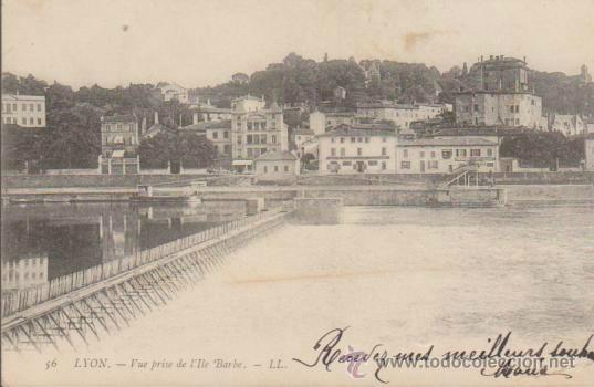 Cartoline: Lyon.- Vue prise de l&acute;Ile Barbe. Franqueado en 1905.