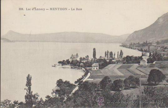 Cartoline: Menthon.- Lac d&acute;Annecy. Franqueado en Menthon en 1906.