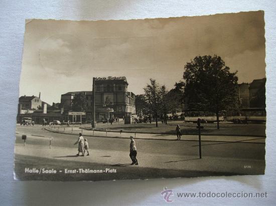 Postales: postal alemana: halle / saale, ernst th&auml;lmann platz (circulada, 1962)