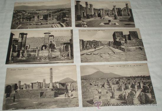 Cartoline: seis postales antiguas de Pompei sin circular