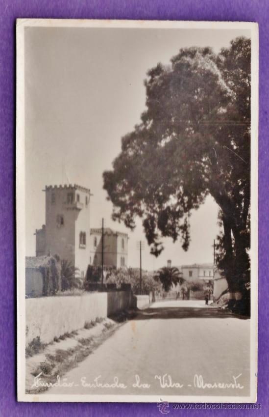 Postcards: postal fotografica - portugal - fundao - entrada da vila nascente - fot. herminios -escrita -a&ntilde;os 50