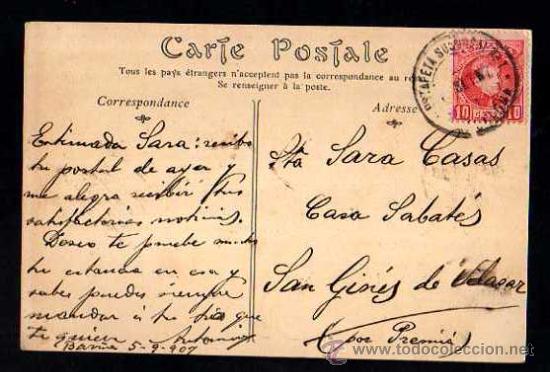 Postales: Paris. Circulada 1907 - Foto 2