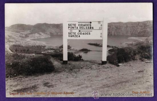 Postales: portugal - a&ccedil;ores - lago da sete cidades - ed. pap. ambar - escrita - a&ntilde;os 50