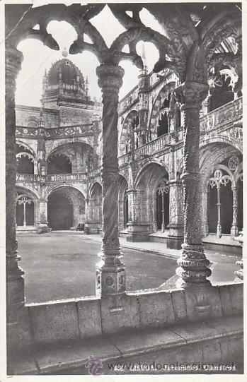 Postales: Lisboa, Monasterio de los Jeronimos, claustro - Foto 1