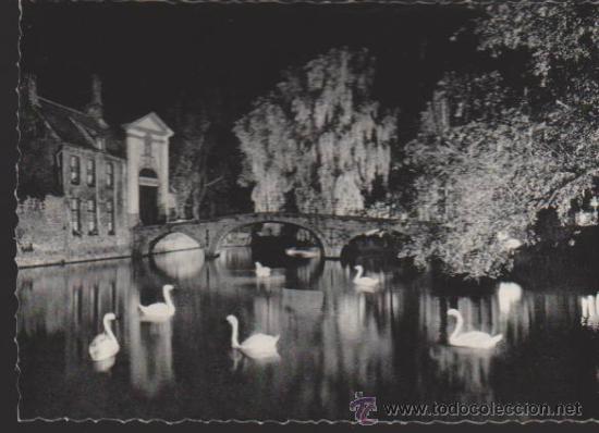 Postkarten: Bruges.- Ilumination du Pont du Bequinage.