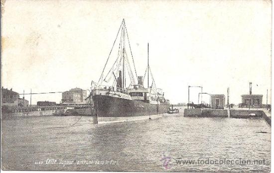 Postales: PS1021 BARCO DE VAPOR ENTRANDO EN EL PUERTO FRANC&Eacute;S DE CETTE. ED. SAUREL. SIN CIRCULAR
