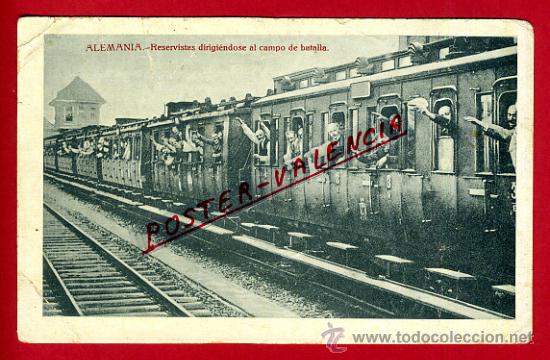 Cartoline: POSTAL ALEMANIA, GUERRA MUNDIAL, RESERVISTAS DIRIGIENDOSE AL CAMPO DE BATALLA, P79486
