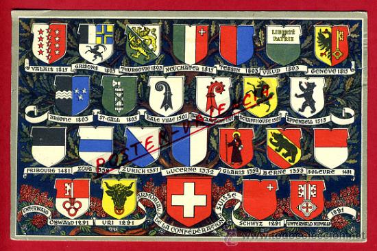 Cartoline: POSTAL SUIZA, HERALDICA, ESCUDOS,  P79504