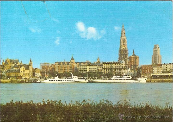 Postales: AMBERES (BELGICA), VISTA DEL R&Iacute;O EL ESCALDA - BELCARD N&ordm; 30 - ESCRITA