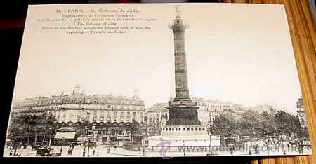 Postcards: ANTIGUA POSTAL DE FRANCIA - PARIS - LA COLONNE DE JUILLET - ED. L&acute;ABEILLE - NO CIRCULADA - REVERSO C