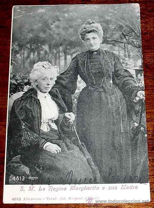 Cartes Postales: ANTIGUA POSTAL DE S.M. LA REGINA MARGHERITA Y SU MADRE - ITALIA - MONARQUIA - CIRCULADA.