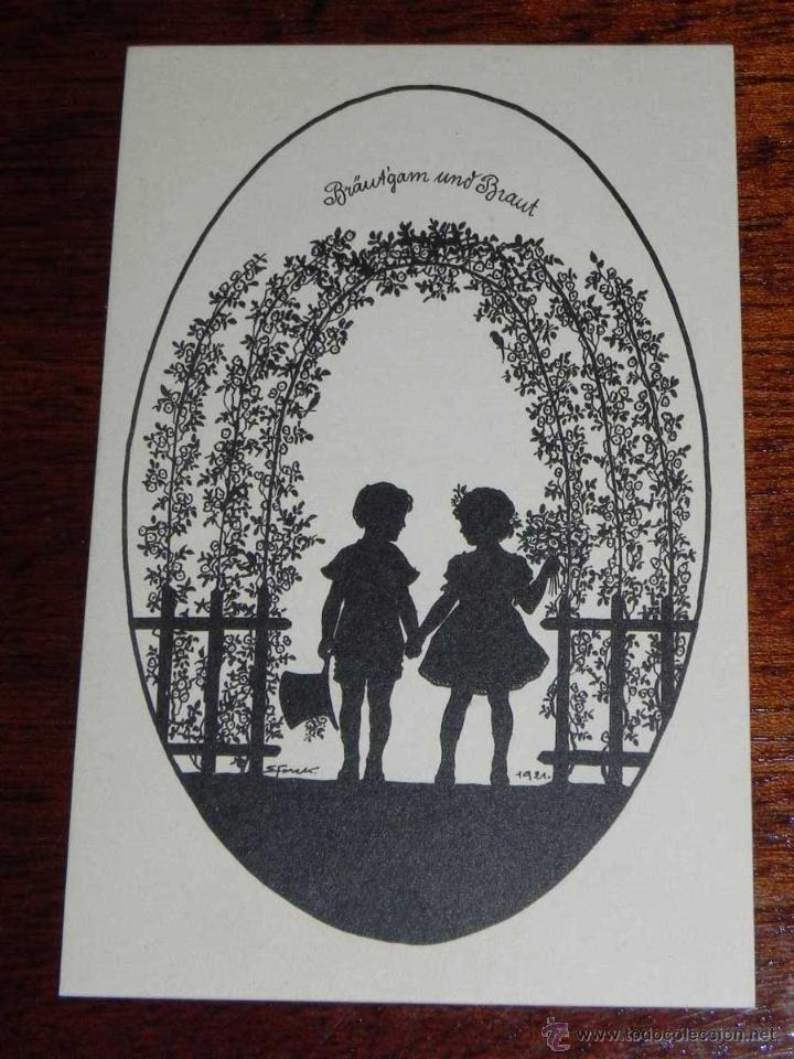 Postkarten: ANTIQUE POSTCARD - ELSBETH FORCK,S SCHATTENBILDER - REIHE XV - EMPIRE - SILHOUETTE - KUNSTVERLAG HER